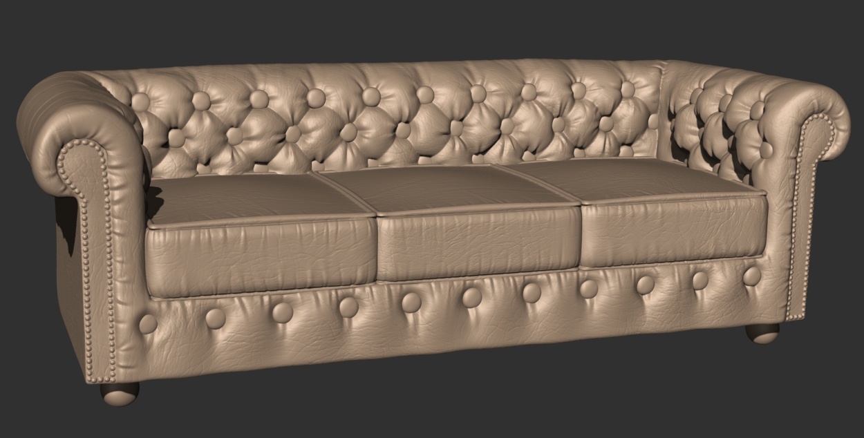 realistic sofa in zbrush